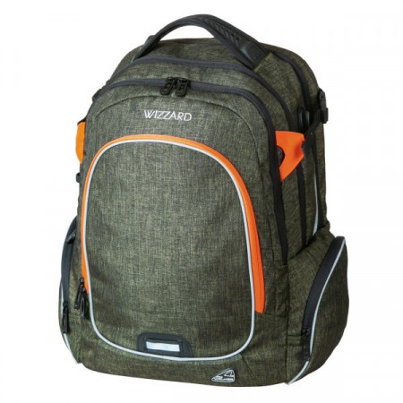 CAMPUS Wizzard hátizsák 33L Olive Melange - olajzöld, narancs cipp
