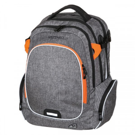 CAMPUS Wizzard hátizsák 33L Grey Melange - szürke, narancs cipp